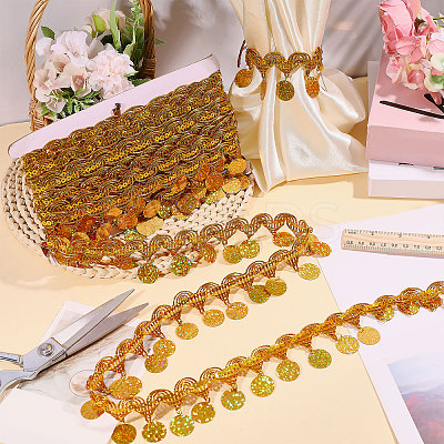 Polyester Metallic Thread Lace Tassel Ribbons OCOR-WH0108-42B-1