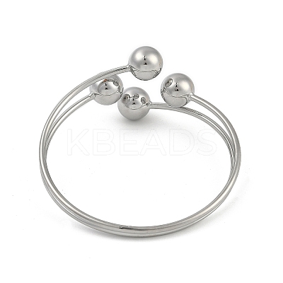 Round Brass Open Cuff Torque Bangles for Women BJEW-Z074-03P-1