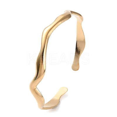 304 Stainless Steel Twist Wave Cuff Bangles LS-BJEW-F457-20G-1