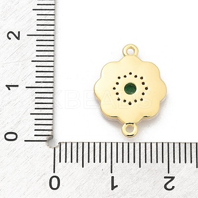 Brass Micro Pave Clear Cubic Zirconia & Shell Connector Charms KK-M303-03G-08-1