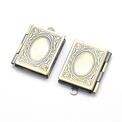 Brass Locket Pendants KK-P141-55-NR-1