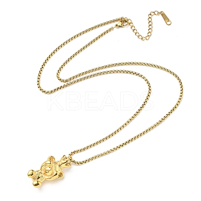 Ion Plating(IP) 304 Stainless Steel Bear Pendants Necklaces NJEW-K259-03G-1