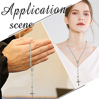 3Pcs 3 Colors Imitation Pearl Rosary Bead Necklaces NJEW-GO0001-17-1