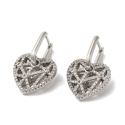 Hollow Heart Rack Plating Brass Micro Pave Cubic Zirconia Dangle Hoop Earrings EJEW-A027-06P-1