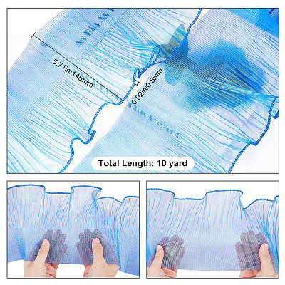 Polyester Organza Ruffled Pleated Lace Fabric Trim OCOR-WH0070-15B-1