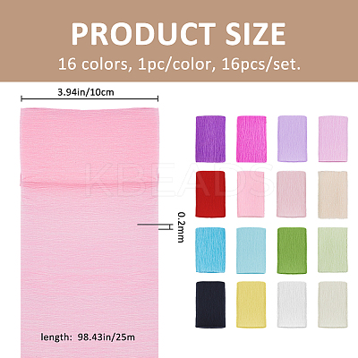 16Pcs 16 Colors DIY Rose Flower Crepe Paper DIY-FH0010-04-1