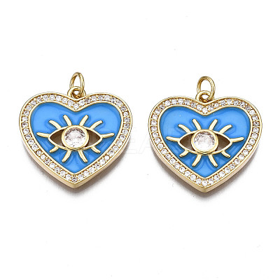 Brass Micro Pave Clear Cubic Zirconia Pendants KK-Q769-005-NF-1