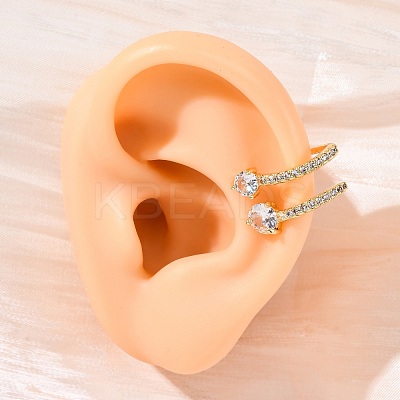 Brass Micro Pave Clear Cubic Zirconia Cuff Earrings EJEW-K305-02G-1