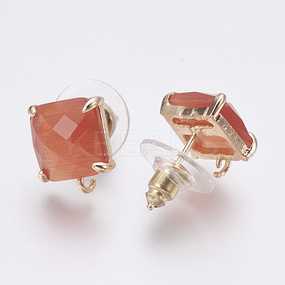 Faceted Glass Stud Earring Findings GLAA-F084-C01-1
