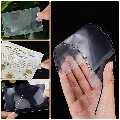 AHADEMAKER 10Pcs PVC Plasic Portable Credit Card Size Magnifying Lenses AJEW-GA0005-06-1
