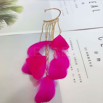 Bohemian Style Alloy Chain with Feather Tassel Cuff Earrings FS-WGB03F7-07-1