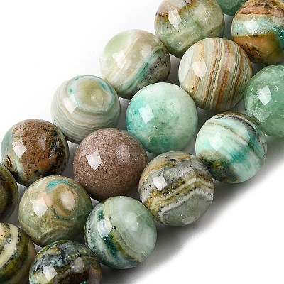 Natural Green Line Jasper  Beads Strands X-G-L639-A01-6mm-1