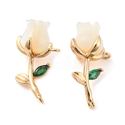 Natural Freshwater Shell Brass Pendants KK-Q806-05G-1