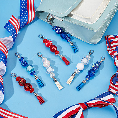 10Pcs Glass & Acrylic & Resin Beaded Pendant Decorations HJEW-AB00222-1