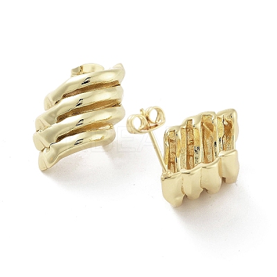 Twist Rhombus Brass Stud Earrings EJEW-Q811-24G-1