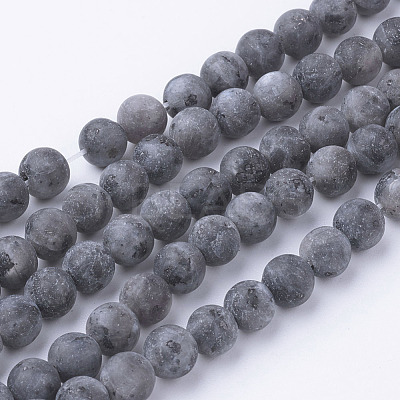 Natural Black Larvikite Bead Strands G-G735-57F-6mm-1