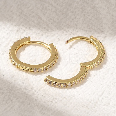 Rack Plating Brass Micro Pave Cubic Zirconia Hoop Earrings EJEW-H143-15G-1