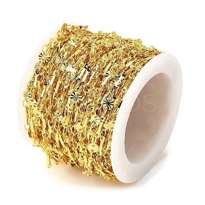 Brass Textured Flat Round Bar Link Chains CHS-H112-07G-1