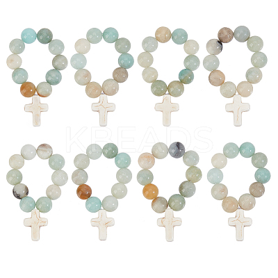 Natural Flower Amazonite Round Beads Pendant Decoration HJEW-OC00017-1