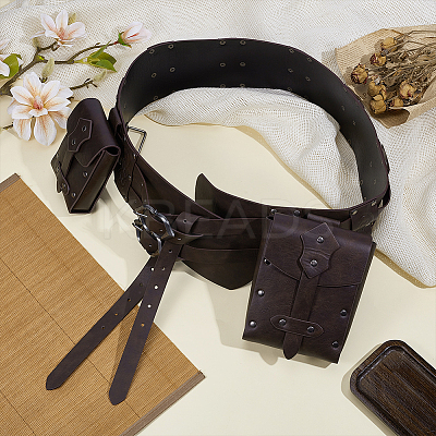 Imitation Leather Belts with 2Pcs PU Leather Wallets AJEW-NB0006-73-1