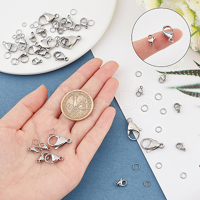 30Pcs 3 Style 304 Stainless Steel Jump Rings and 30Pcs 5 Style 316 Stainless Steel Lobster Claw Clasps STAS-FH0001-37-1