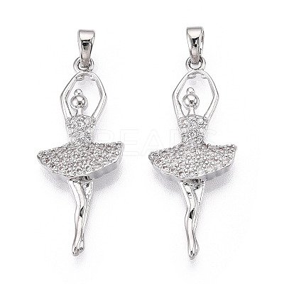 Brass Micro Pave Cubic Zirconia Pendants ZIRC-T016-04P-1