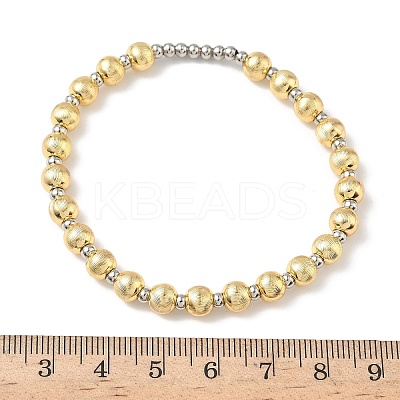 Brass Round Beaded Stretch Bracelets for Women BJEW-B148-01GP-1