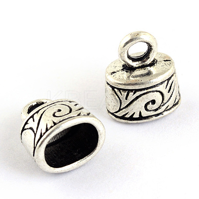 Tibetan Style Alloy Cord Ends X-TIBEP-S300-03AS-RS-1