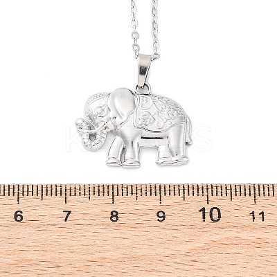 Elephant 304 Stainless Steel Pendant Necklaces NJEW-H059-06P-1