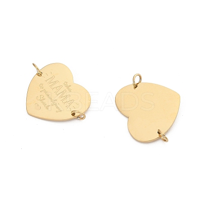 304 Stainless Steel Heart with Word MAMA Connector Charms STAS-P396-03C-G-1