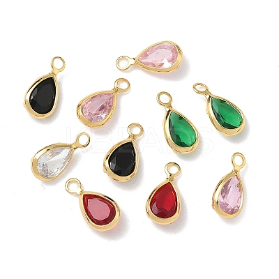 Brass with Cubic Zirconia & Glass Pendants KK-Z136-14G-1