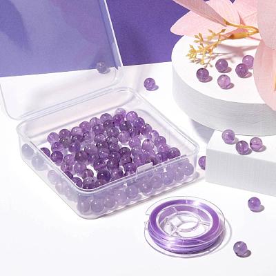 100Pcs 8mm Natural Amethyst Round Beads DIY-LS0002-13-1