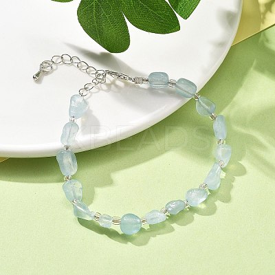 Natural Aquamarine Beads Bracelets for Women BJEW-H623-02S-09-1