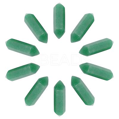 10Pcs  Faceted Natural Green Aventurine Healing Stones G-SC0001-62-1