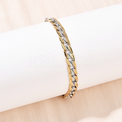 304 Stainless Steel Curb Chain Bracelets for Women BJEW-G757-14GP-1