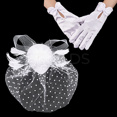 1 Pair Bowknot Pattern Gloves AJEW-GA0006-47B-1