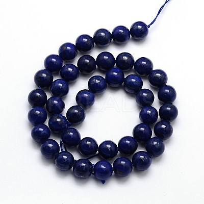 Dyed Natural Lapis Lazuli Round Beads Strands G-O047-06-12mm-1