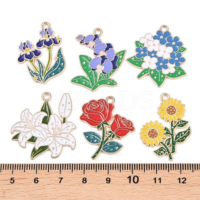 12Pcs 6 Styles Alloy Enamel Pendants ENAM-L054-02G-1
