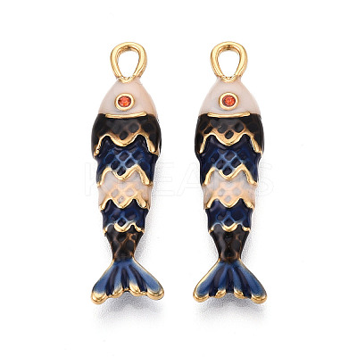 304 Stainless Steel Enamel Pendants STAS-N124-26B-01G-1