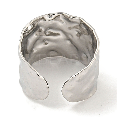 Non-Tarnish 304 Stainless Steel Hammered Open Cuff Ring RJEW-A043-08P-1