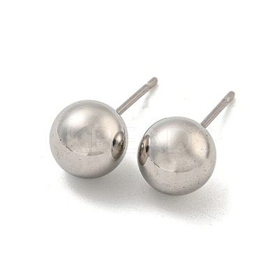Tarnish Resistant 304 Stainless Steel with 201 Stainless Steel Smooth Round Ball Stud Earring Findings STAS-O004-08F-P-1