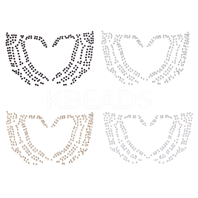 4Pcs  4 Colors Heart Glitter Hotfix Rhinestone DIY-FH0007-37-1