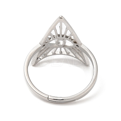 Non-Tarnish 304 Stainless Steel Triangle with Horse Eye Adjustable Ring for Women RJEW-M149-10P-1