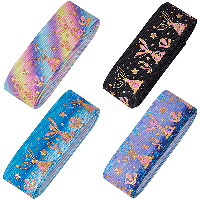 4 Colors Polyester Grosgrain Ribbon OCOR-GF0002-86A-1