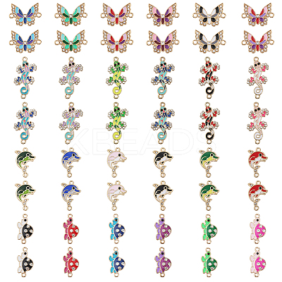 48Pcs 24 Style Alloy Enamel Connector Charms ENAM-CA0001-76-1