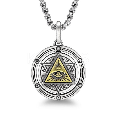 Spinner Star of Daivd with Eye 201 Stainless Steel Pendant Necklace MATO-PW0001-065-1