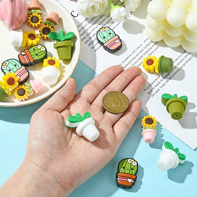 16Pcs 8 Styles Food Grade Eco-Friendly Silicone Beads SIL-CJ0001-58-1