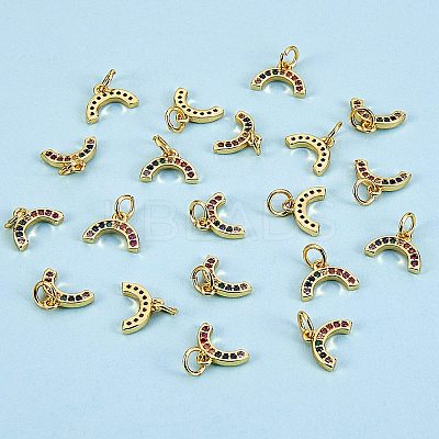 20Pcs Brass Micro Pave Colorful Cubic Zirconia Charms KK-SZ0004-71-1