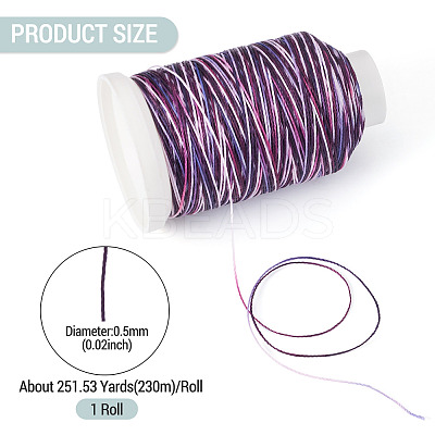 1 Roll Gradient Color Segment Dyed Round Waxed Polyester Cord YC-TADJ0001-03C-1