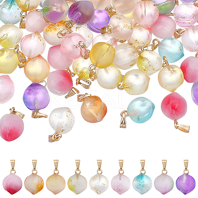 90Pcs 9 Colors Two Tone Spray Painted Glass Pendants GLAA-GA0001-26-1